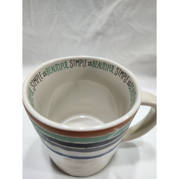 TOMS Striped Multicolor Pottery Coffee Mug Tea Cup - Picture 3 of 7